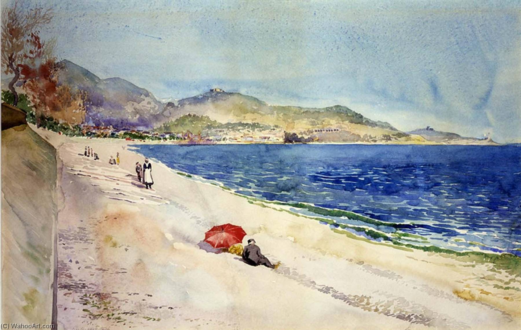 Wikioo.org - The Encyclopedia of Fine Arts - Painting, Artwork by Cass Gilbert - On the Beach below the Promenade des Anglais, Nice, France