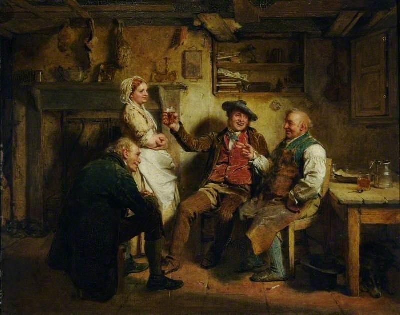 Wikioo.org - The Encyclopedia of Fine Arts - Painting, Artwork by John Faed - Highland Interior with Figures
