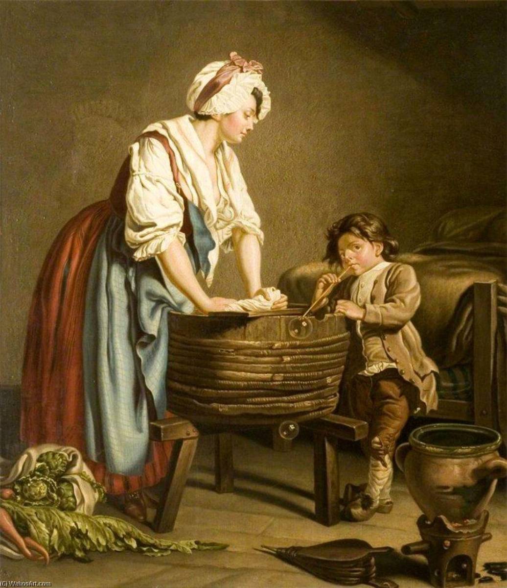 Wikioo.org – L'Encyclopédie des Beaux Arts - Peinture, Oeuvre de Josephus Laurentius Dyckmans - lady permanent au  une  laver  baquet
