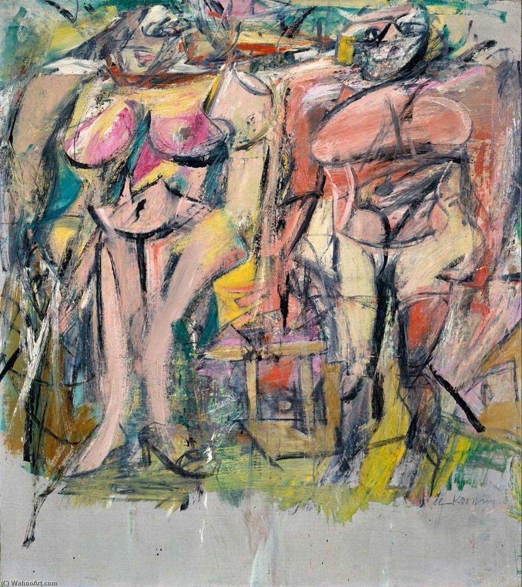 WikiOO.org - Encyclopedia of Fine Arts - Målning, konstverk Willem De Kooning - Two Women in the Country