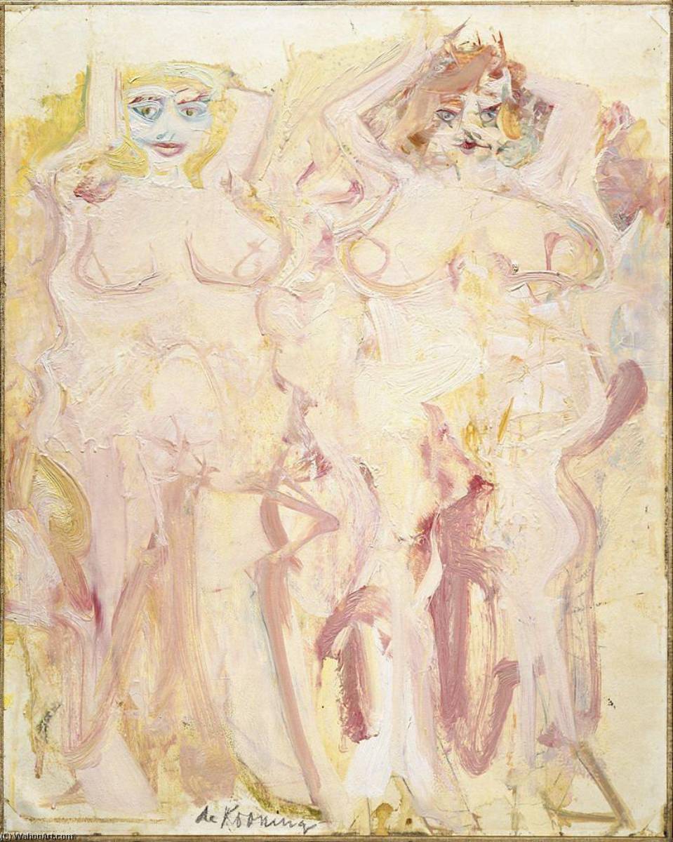WikiOO.org - Encyclopedia of Fine Arts - Lukisan, Artwork Willem De Kooning - Two Standing Women