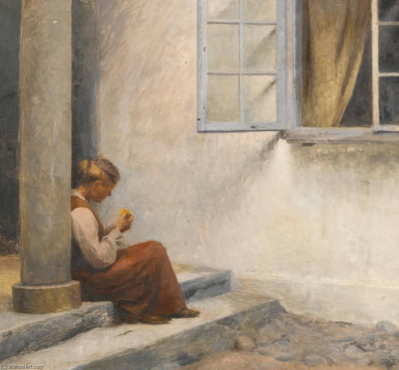 Wikioo.org – L'Encyclopédie des Beaux Arts - Peinture, Oeuvre de Peder Ilsted - sur le porche , Liselund
