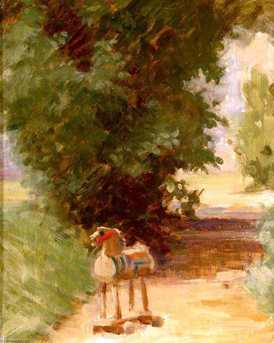 Wikioo.org - The Encyclopedia of Fine Arts - Painting, Artwork by Percy Harland Fisher - Dobbin on the Path (also known as The Wooden Horse)