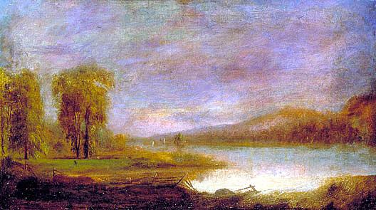 Wikioo.org - The Encyclopedia of Fine Arts - Painting, Artwork by Robert Seldon Duncanson - Landscape with Lake, (painting)