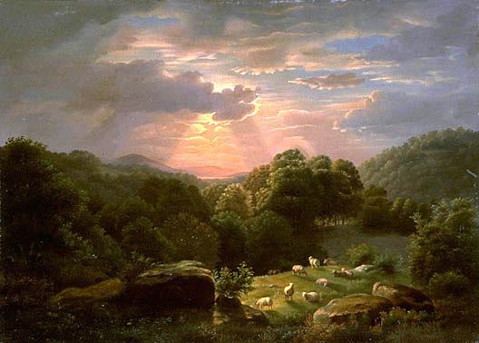 WikiOO.org - 百科事典 - 絵画、アートワーク Robert Seldon Duncanson - と風景 羊  絵画