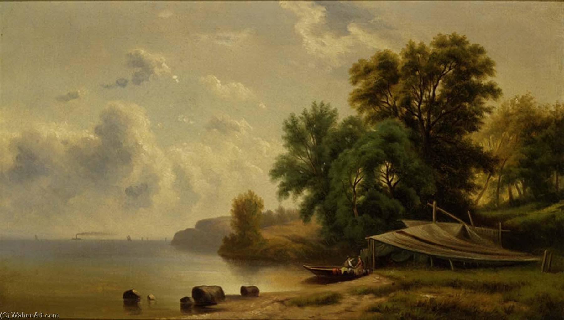 Wikioo.org - The Encyclopedia of Fine Arts - Painting, Artwork by Robert Seldon Duncanson - Landscape with Campsite