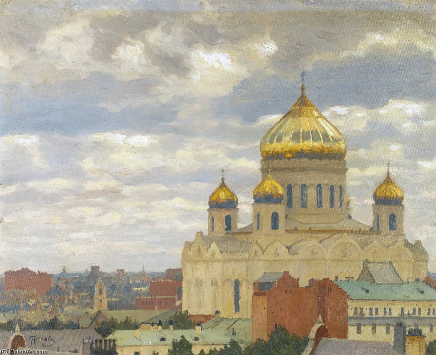 Wikioo.org - The Encyclopedia of Fine Arts - Painting, Artwork by Mikhail Markianovich Germachev - View of Cathedral of Christ the Saviour, Moscow