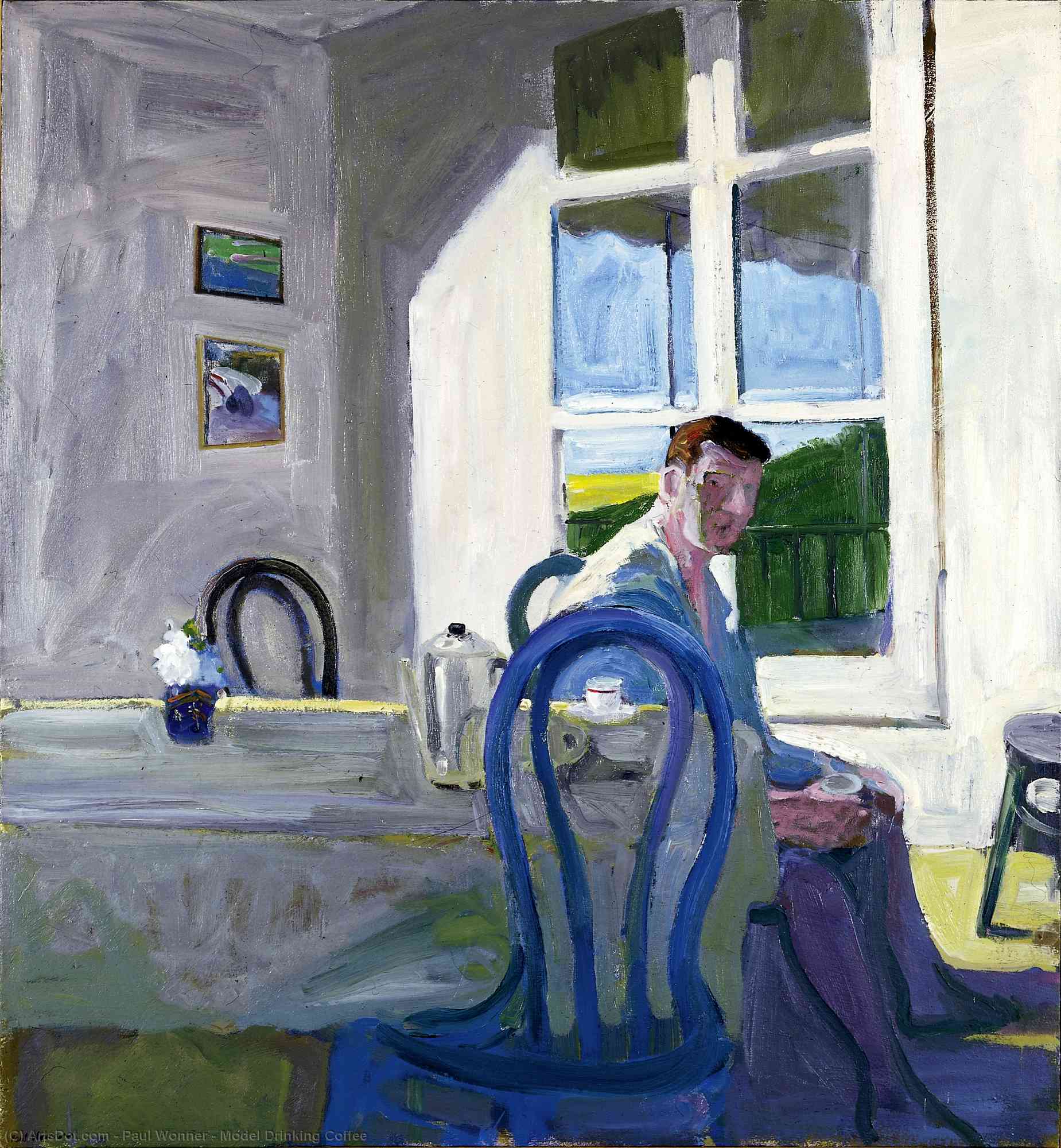 Wikioo.org - The Encyclopedia of Fine Arts - Painting, Artwork by Paul Wonner - Model Drinking Coffee