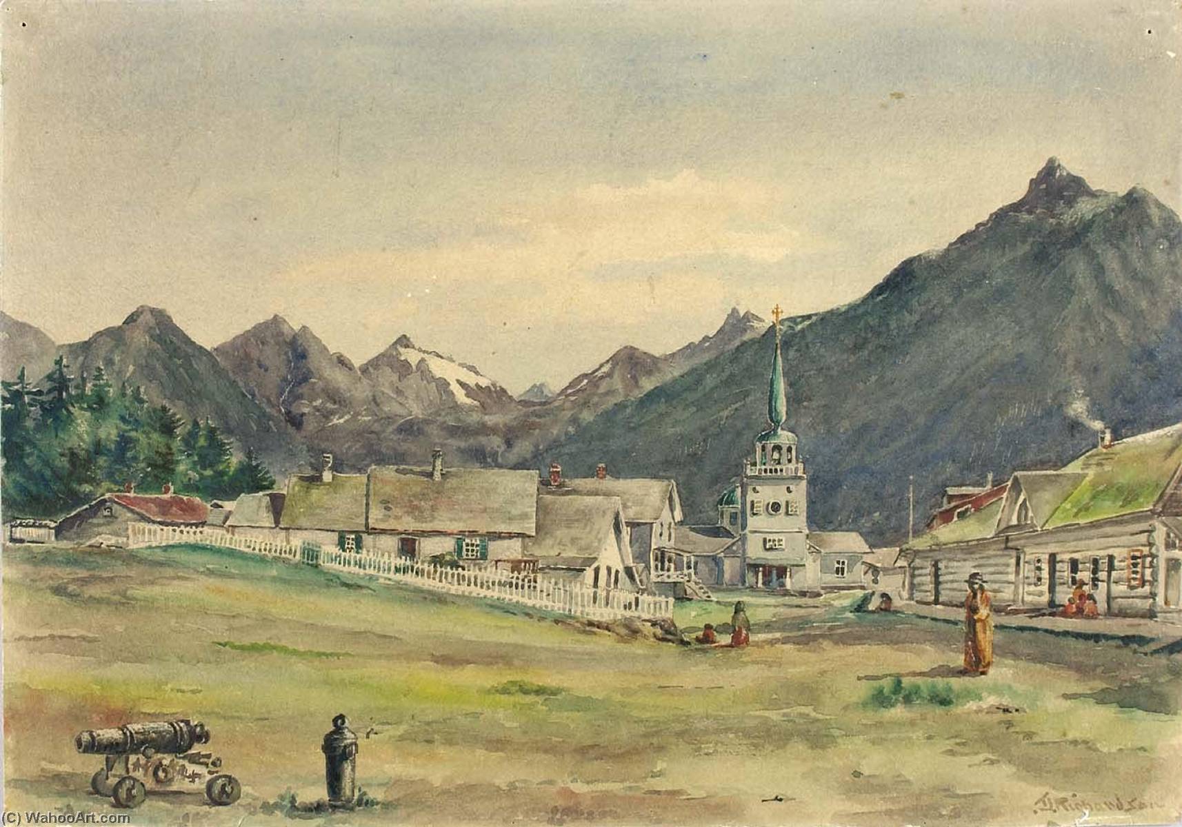 Wikioo.org - The Encyclopedia of Fine Arts - Painting, Artwork by Theodore J. Richardson - Lincoln Street, Sitka, 1887