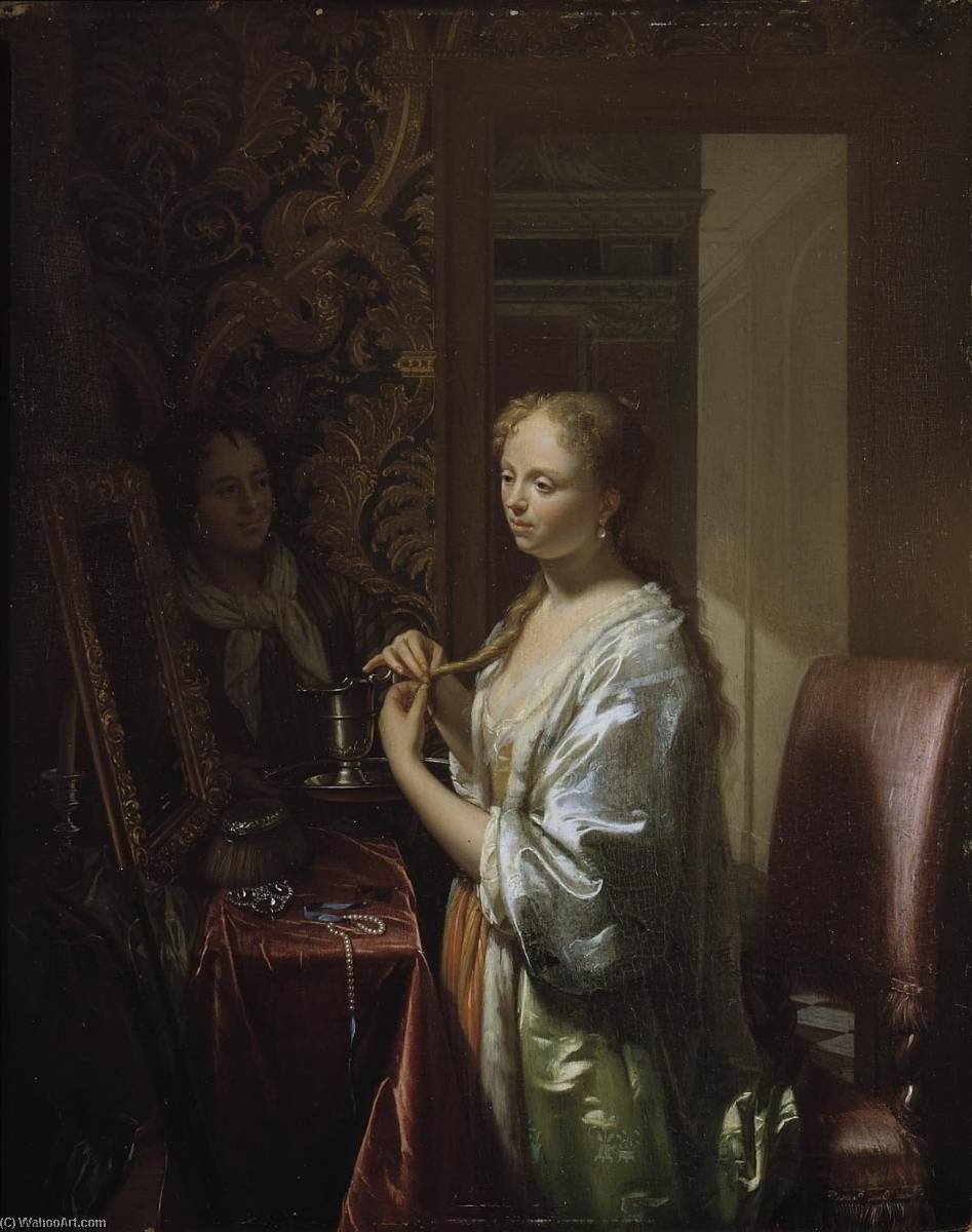 Wikioo.org - The Encyclopedia of Fine Arts - Painting, Artwork by Philip Van Dijk - Lady attending to her toilet