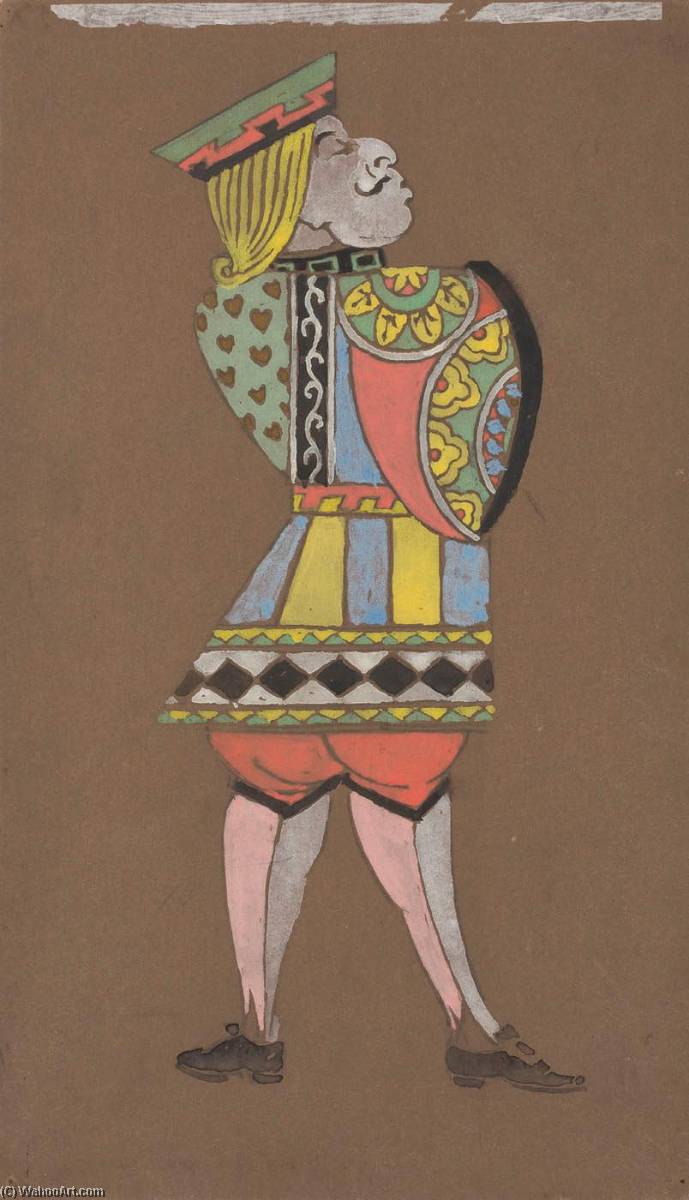 Wikioo.org - The Encyclopedia of Fine Arts - Painting, Artwork by William Penhallow Henderson - Knave of Hearts (costume design for Alice in Wonderland)