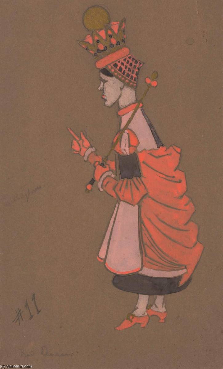 Wikioo.org - The Encyclopedia of Fine Arts - Painting, Artwork by William Penhallow Henderson - Red Queen (costume design for Alice in Wonderland) 1915)