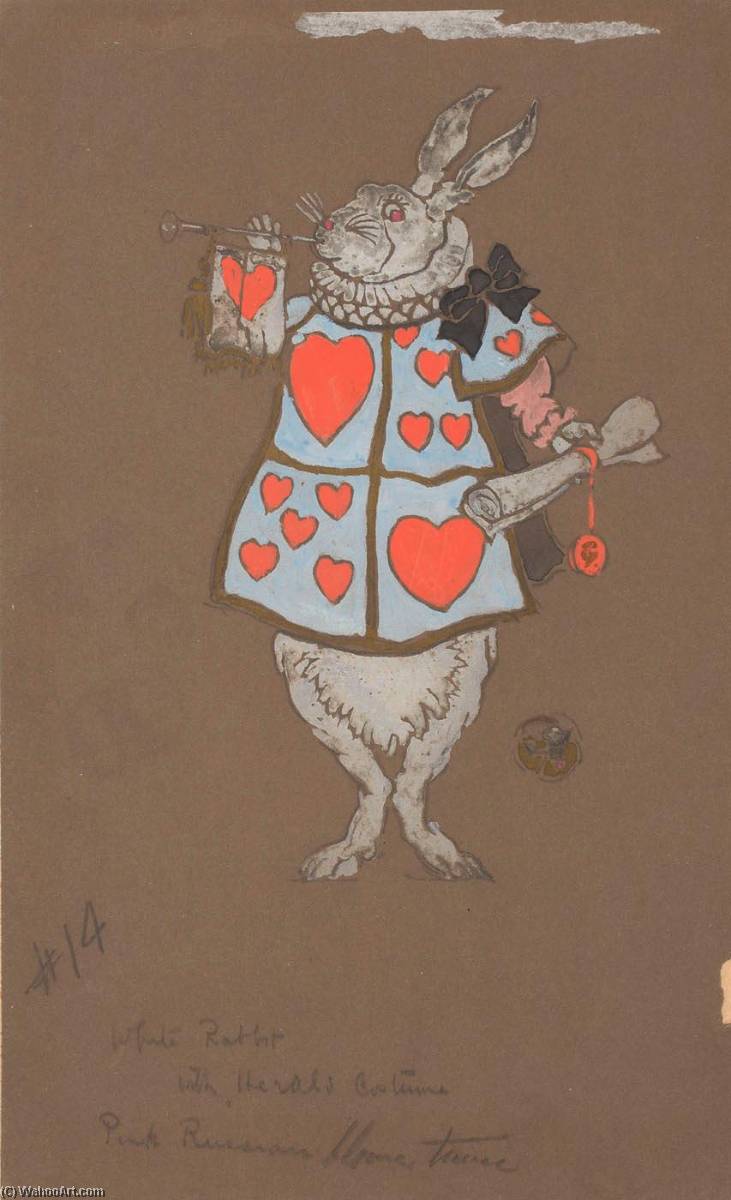 Wikioo.org - The Encyclopedia of Fine Arts - Painting, Artwork by William Penhallow Henderson - White Rabbit with Herald's Costume (costume design)