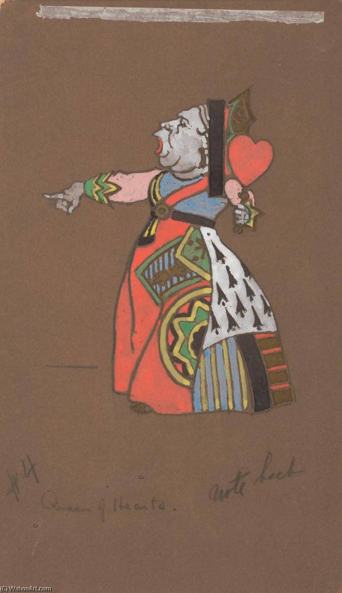 Wikioo.org - The Encyclopedia of Fine Arts - Painting, Artwork by William Penhallow Henderson - Queen of Hearts (costume design for Alice in Wonderland)