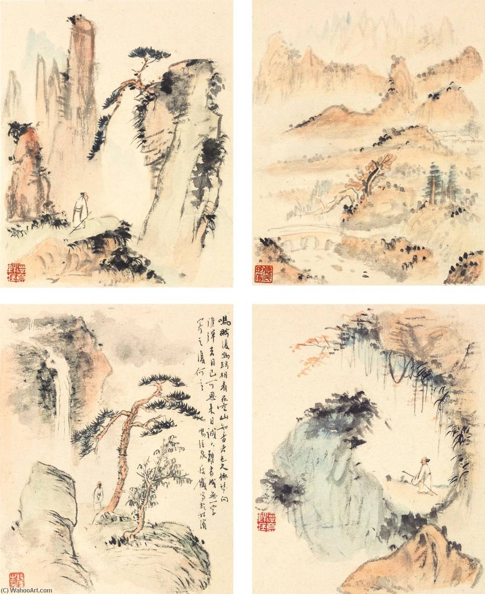Wikioo.org - The Encyclopedia of Fine Arts - Painting, Artwork by Qian Shoutie - Landscapes of Mount Huang
