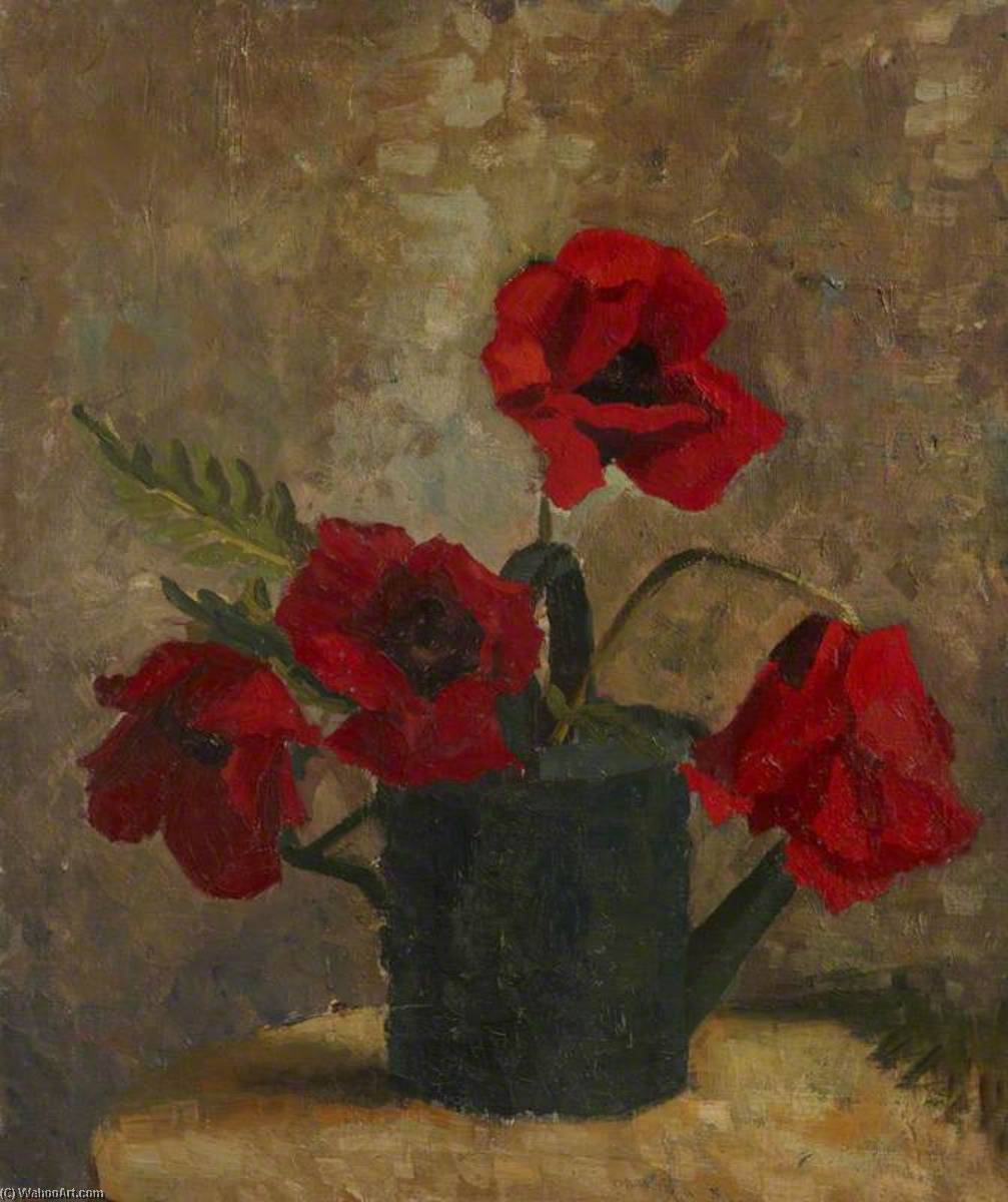 Wikioo.org - The Encyclopedia of Fine Arts - Painting, Artwork by Margaret Frances Anne Vane-Tempest-Stewart - Still Life of Poppies in a Watering Can