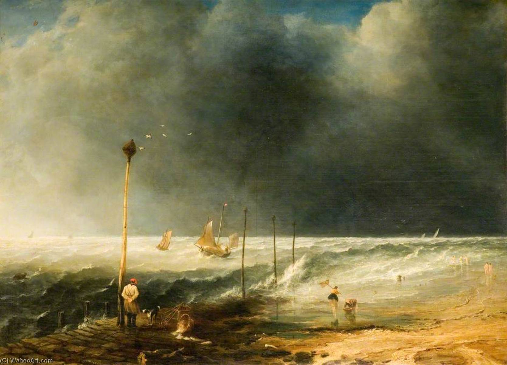 Wikioo.org - The Encyclopedia of Fine Arts - Painting, Artwork by John H (Jock) Wilson - Approaching Storm, Entrance to the Firth of Forth