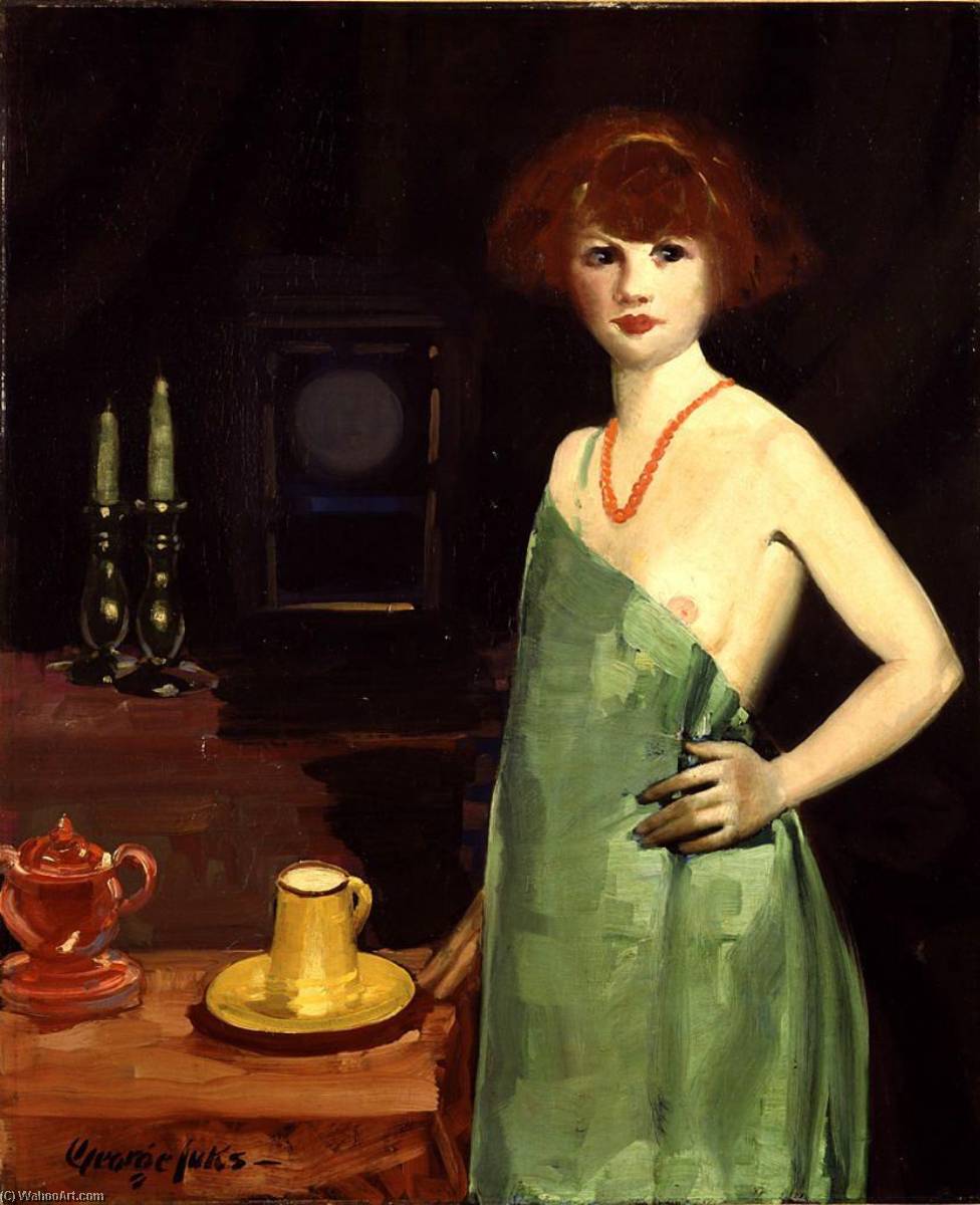 Wikioo.org – La Enciclopedia de las Bellas Artes - Pintura, Obras de arte de George Benjamin Luks - chica in verde