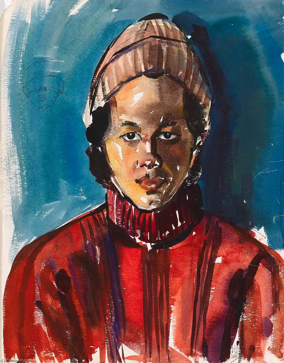 Wikioo.org - The Encyclopedia of Fine Arts - Painting, Artwork by Lois Mailou Jones - Young Man in Red Sweater