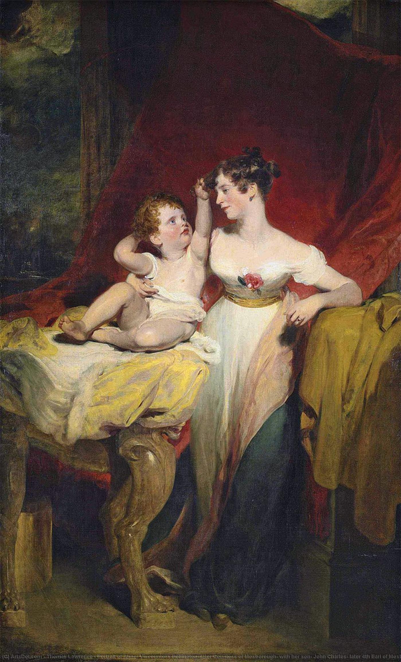 Wikioo.org - The Encyclopedia of Fine Arts - Painting, Artwork by Thomas Lawrence - Portrait of Anne, Viscountess Pollington, later Countess of Mexborough, with her son, John Charles, later 4th Earl of Mexborough, full lenth