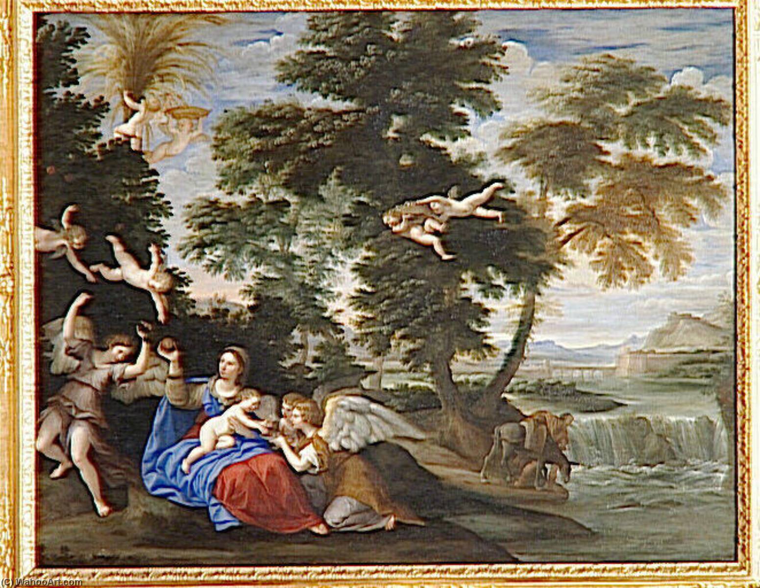 Wikioo.org - The Encyclopedia of Fine Arts - Painting, Artwork by Francesco Albani - La Vierge visitée par les Anges pendant la fuite en Egypte
