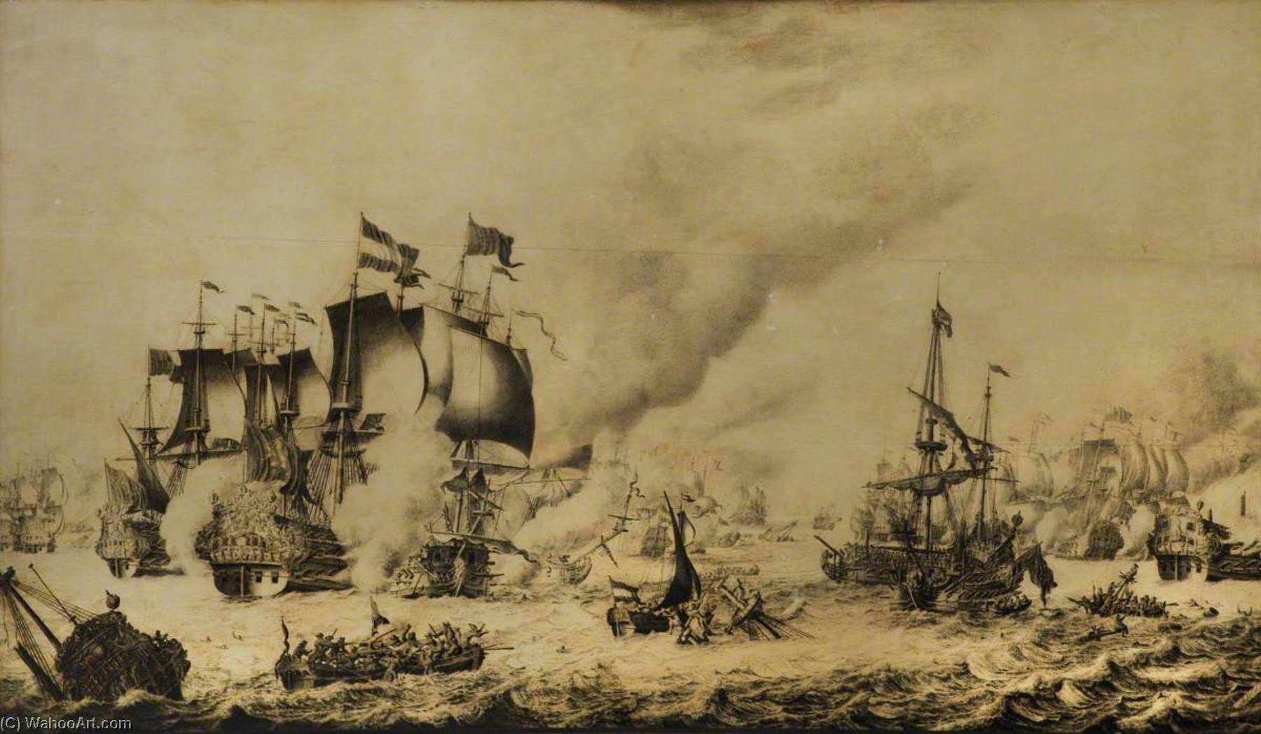 WikiOO.org - Encyclopedia of Fine Arts - Lukisan, Artwork Adriaen Van Salm - The Battle of Barfleur, 19 May 1692