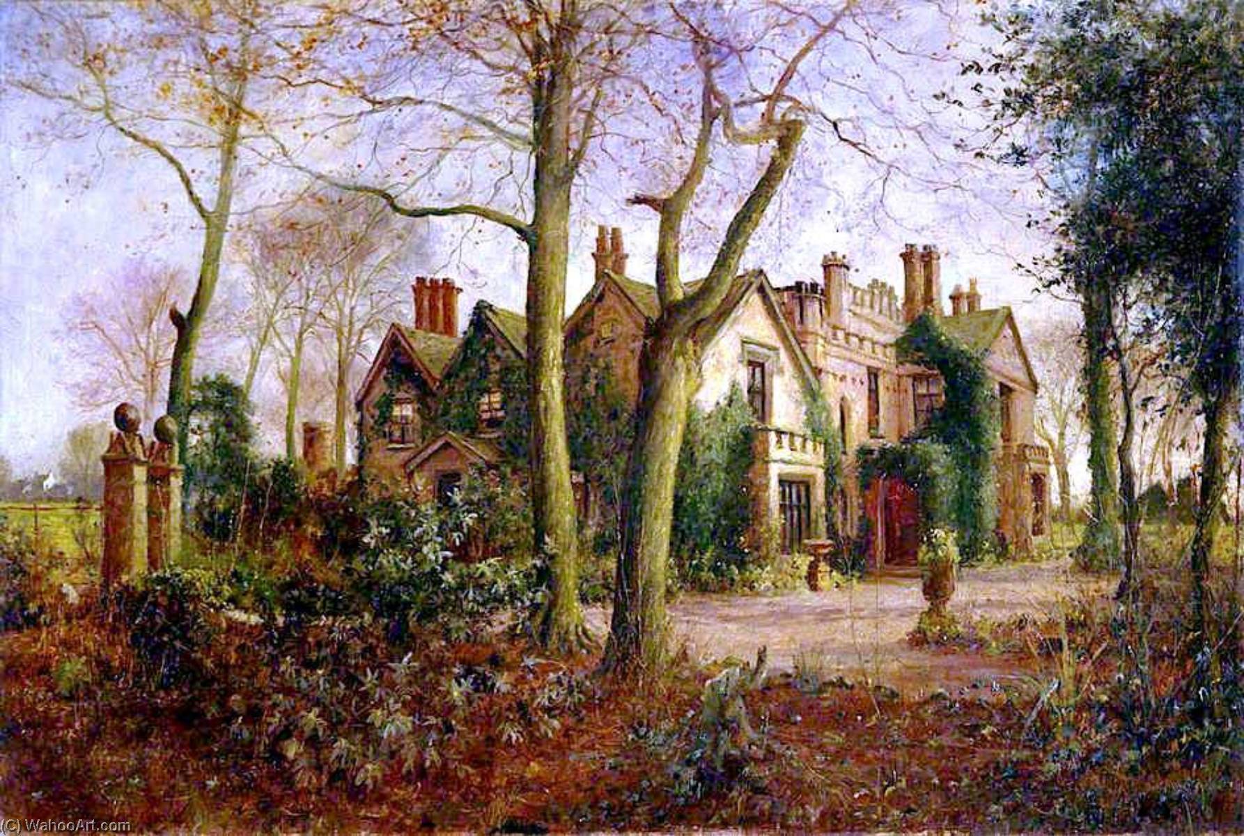 Wikioo.org - The Encyclopedia of Fine Arts - Painting, Artwork by James Hey Davies - Late Autumn Irlam Hall, near Manchester
