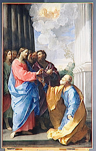 Wikioo.org - The Encyclopedia of Fine Arts - Painting, Artwork by Reni Guido (Le Guide) - LE CHRIST REMETTANT LES CLES A SAINT PIERRE
