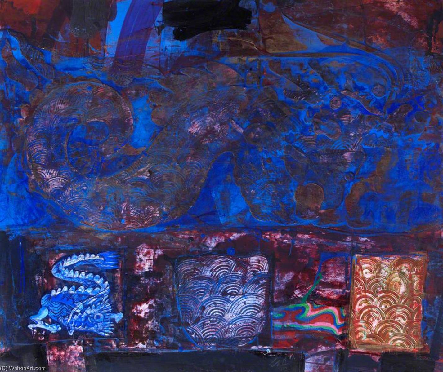 WikiOO.org - Encyclopedia of Fine Arts - Festés, Grafika George Malcolm Donald - Blue Dragon Altar