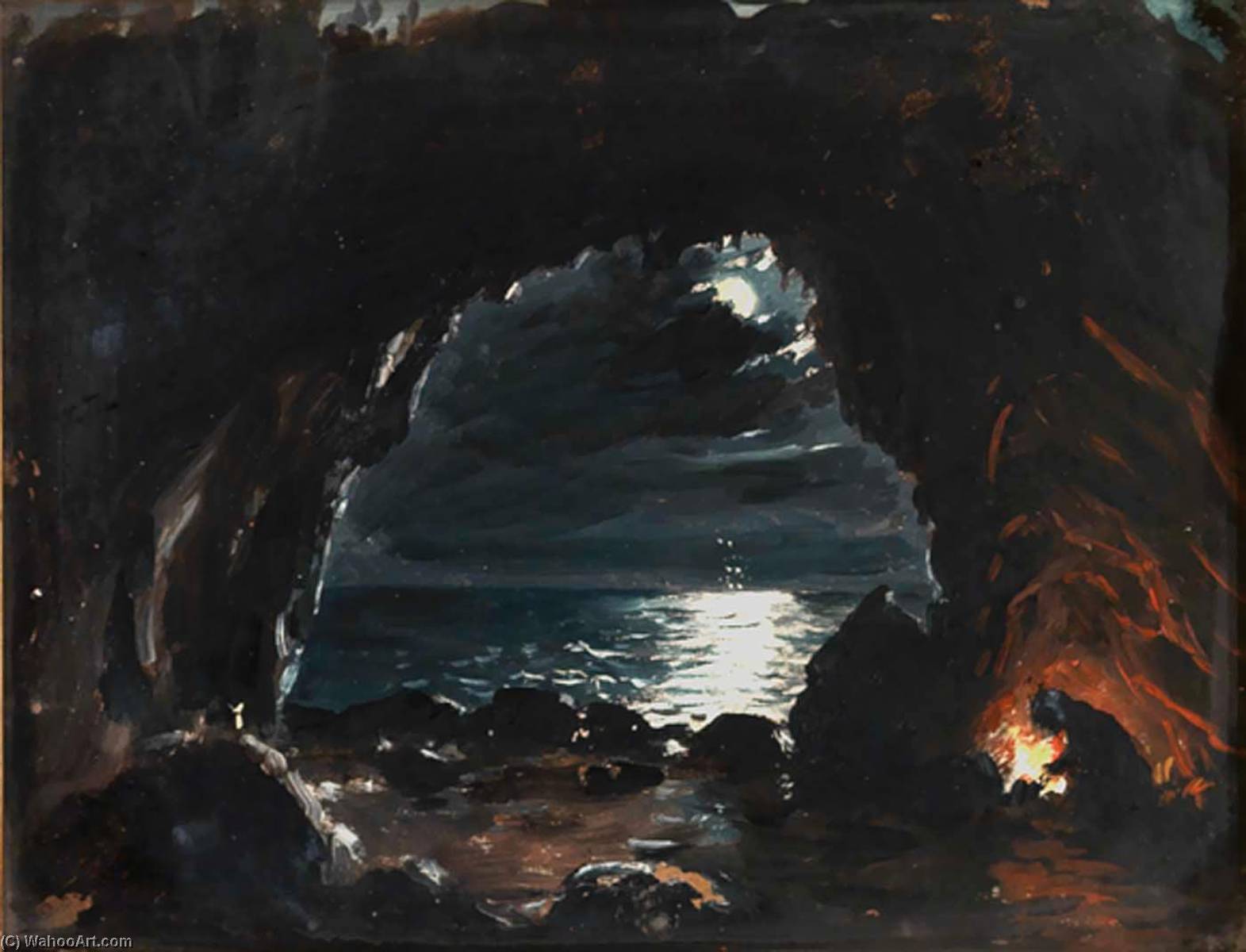Wikioo.org - The Encyclopedia of Fine Arts - Painting, Artwork by John O'brien Inman - Cave Scene