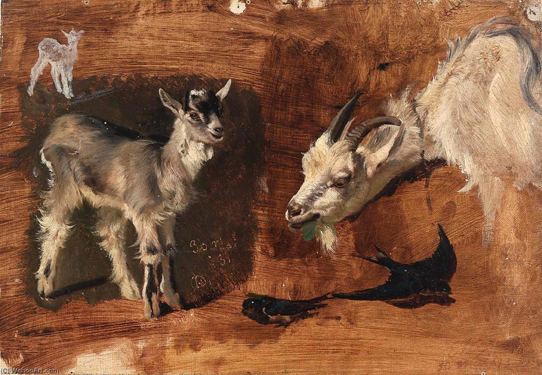 Wikioo.org - The Encyclopedia of Fine Arts - Painting, Artwork by Eliphalet Fraser Andrews - Goats