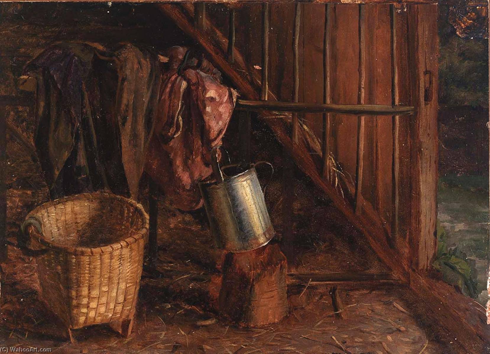Wikioo.org - The Encyclopedia of Fine Arts - Painting, Artwork by Eliphalet Fraser Andrews - Interior of a Stable