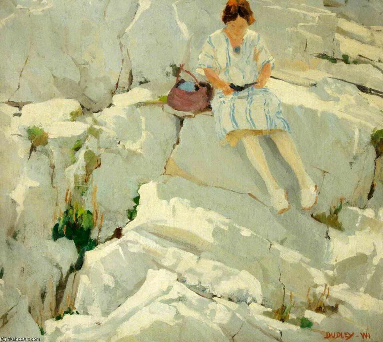 Wikioo.org - The Encyclopedia of Fine Arts - Painting, Artwork by William Harold Dudley - Butterfly on the Rocks