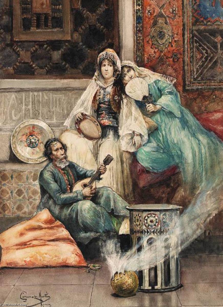 Wikioo.org - The Encyclopedia of Fine Arts - Painting, Artwork by Juan Gimenez Martin - The Mandolin Serenade