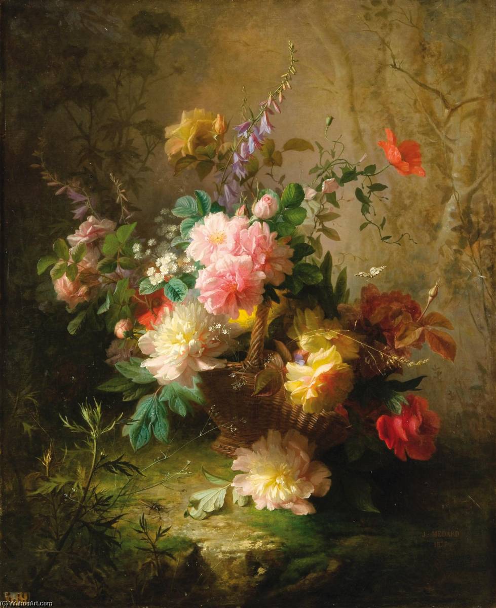 Wikioo.org – L'Encyclopédie des Beaux Arts - Peinture, Oeuvre de Jules Ferdinand Médard - Nature morte aux pivoines