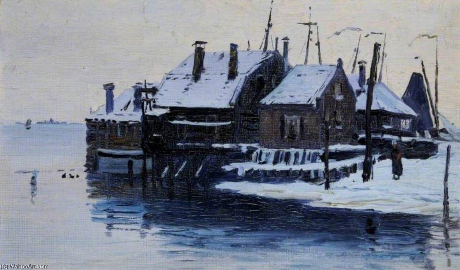 Wikioo.org - The Encyclopedia of Fine Arts - Painting, Artwork by George Sherwood Hunter - Fishermens' Houses