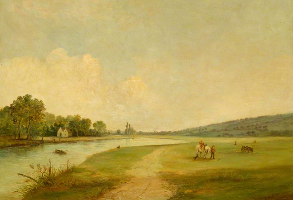 Wikioo.org - The Encyclopedia of Fine Arts - Painting, Artwork by Frank Huddlestone Potter - Egham from Long Mede, Runnymede