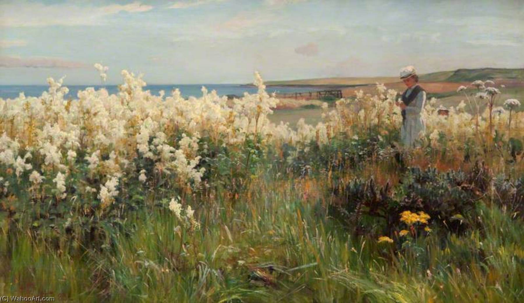 Wikioo.org - The Encyclopedia of Fine Arts - Painting, Artwork by William Pratt - Girl in a Field with Blossom
