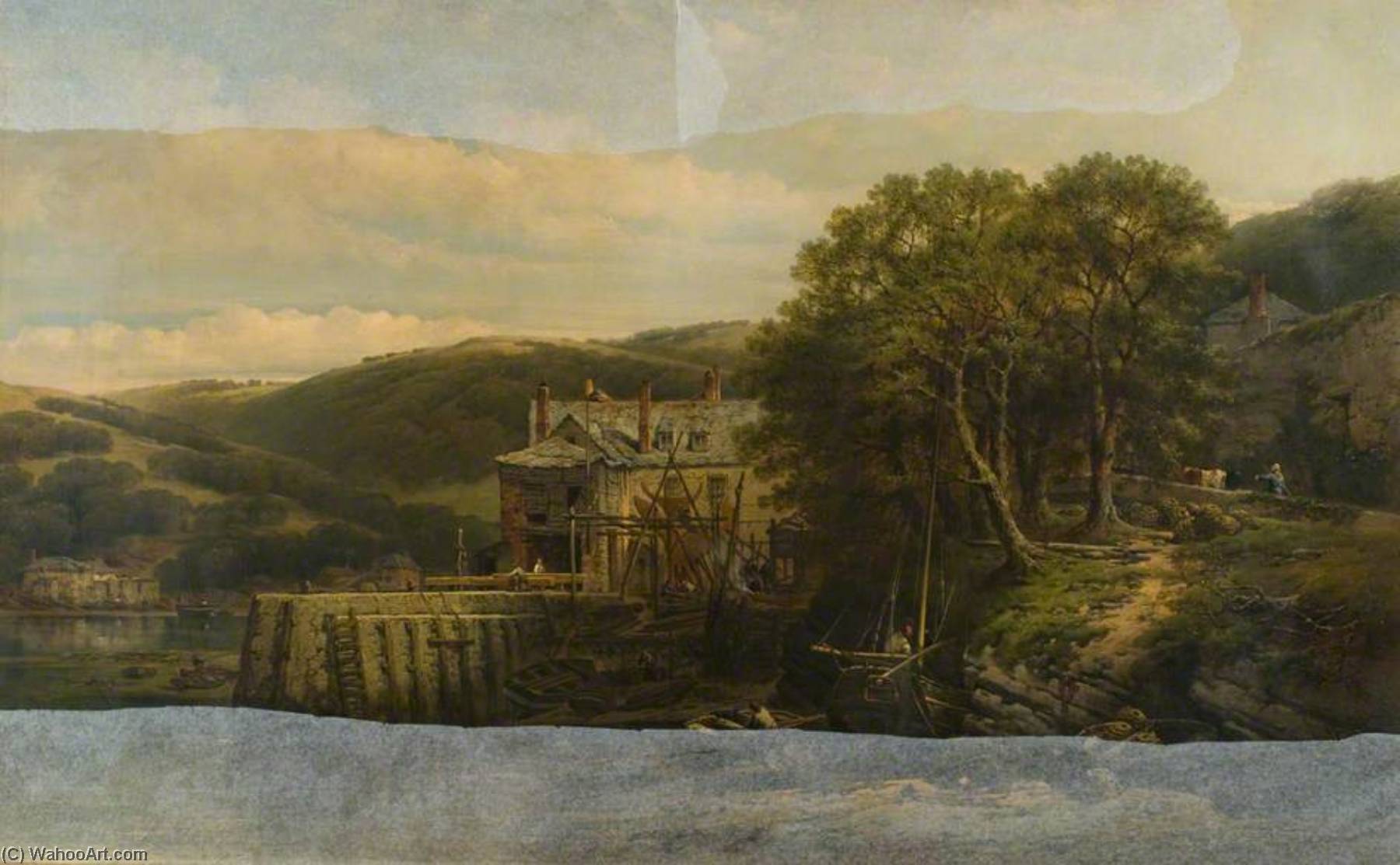 Wikioo.org - The Encyclopedia of Fine Arts - Painting, Artwork by William Pitt - Kingsweir on the Dart, Devon