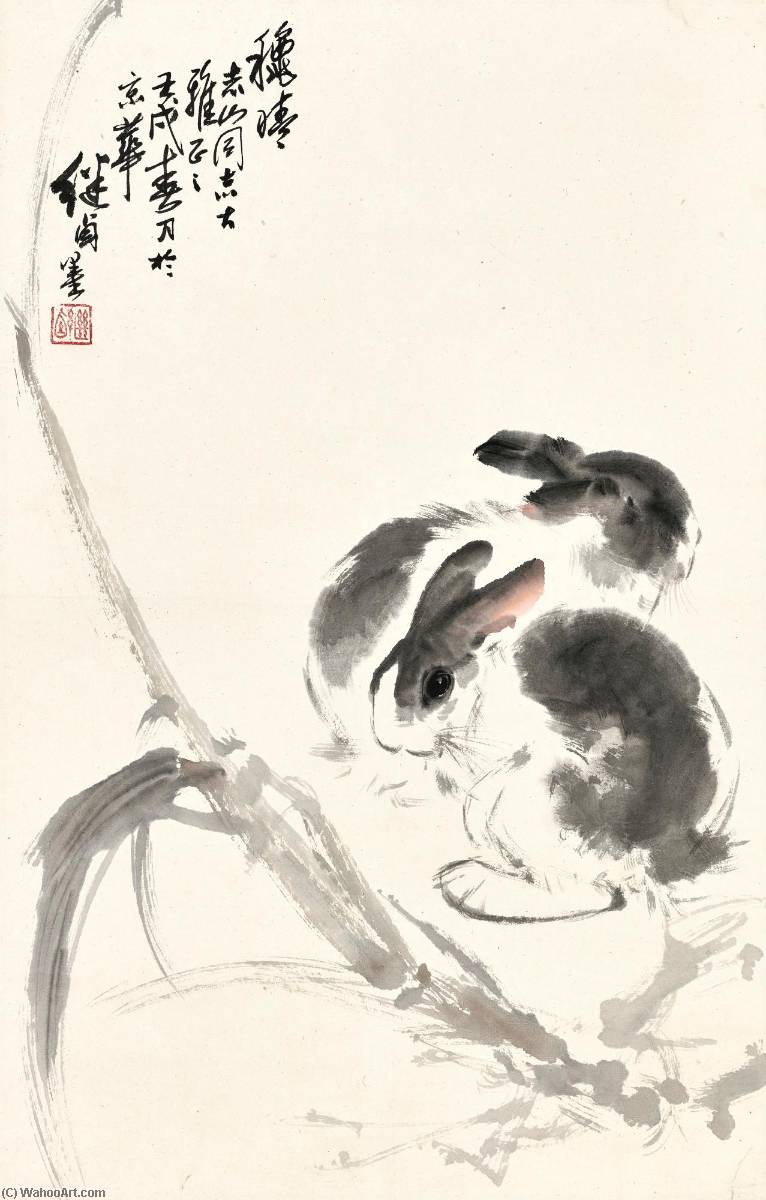 Wikioo.org - The Encyclopedia of Fine Arts - Painting, Artwork by Liu Jiyou - Rabbits