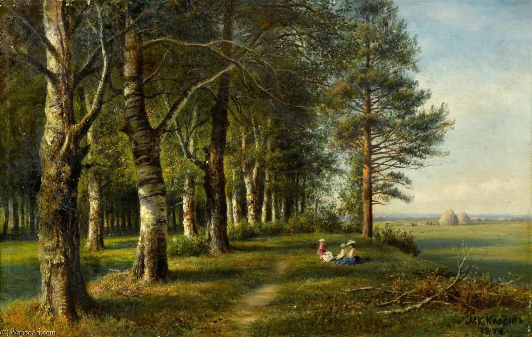 Wikioo.org - The Encyclopedia of Fine Arts - Painting, Artwork by Mikhail Konstantinovich Klodt - Under the Birch Trees