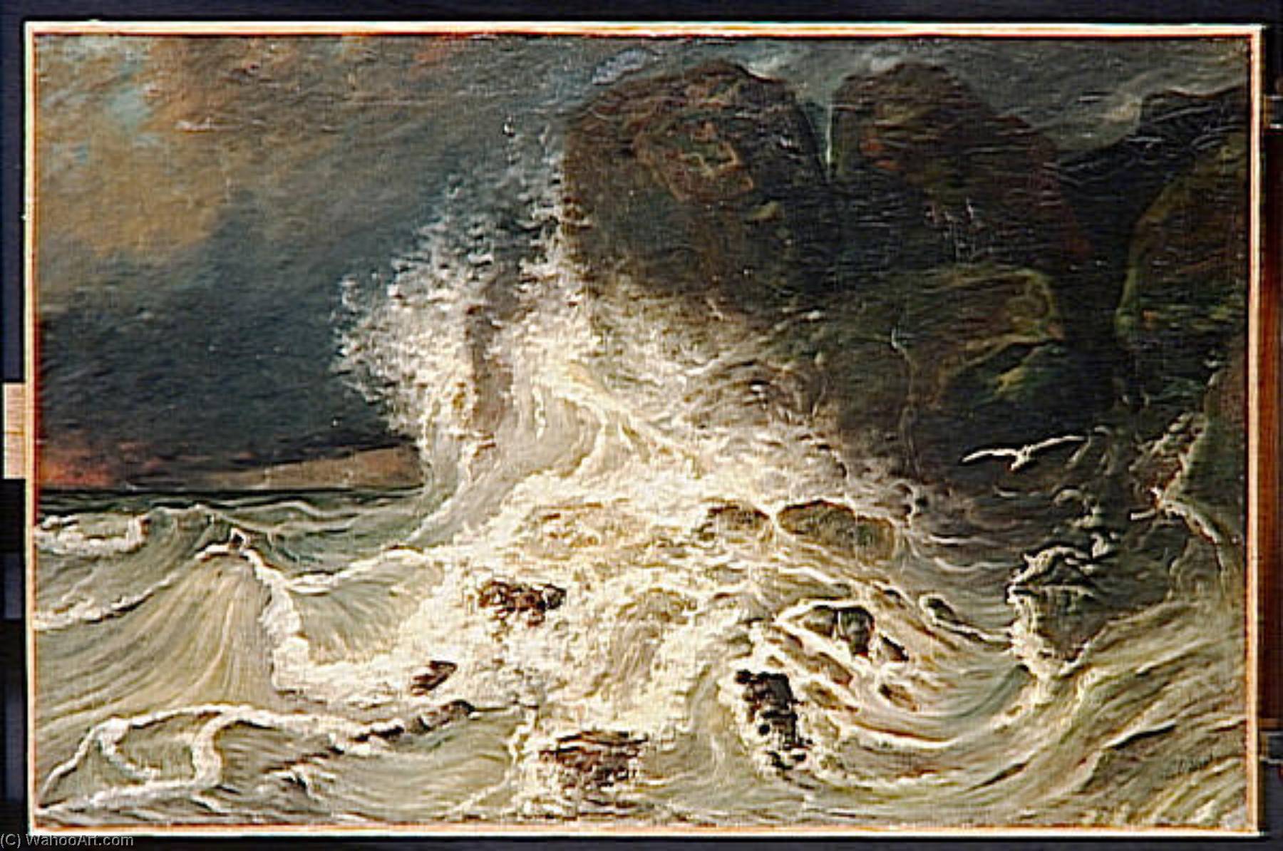 Wikioo.org - The Encyclopedia of Fine Arts - Painting, Artwork by Paul Huet - LES BRISANTS A LA POINTE DE GRANVILLE