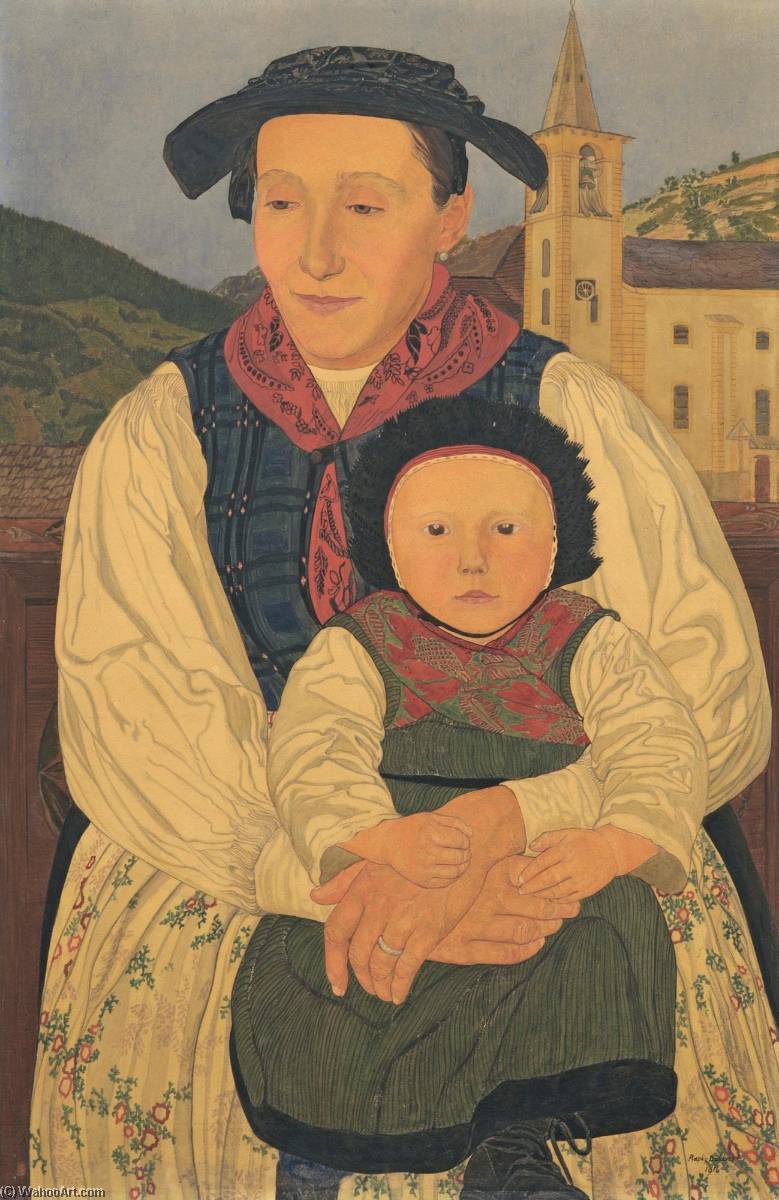 Wikioo.org – L'Encyclopédie des Beaux Arts - Peinture, Oeuvre de Raphy Dallèves - L amour maternel , 1916