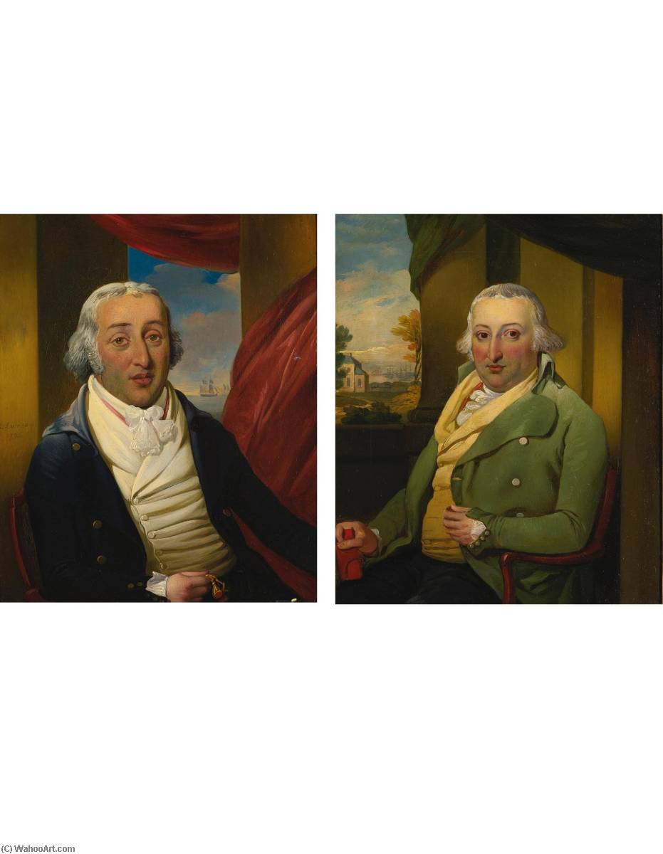 Wikioo.org - The Encyclopedia of Fine Arts - Painting, Artwork by Richard Livesay - A Pair of Portraits of the American Merchant Samuel Hart (c. 1749 1810) and his Brother Moses Hart (d. 1825)
