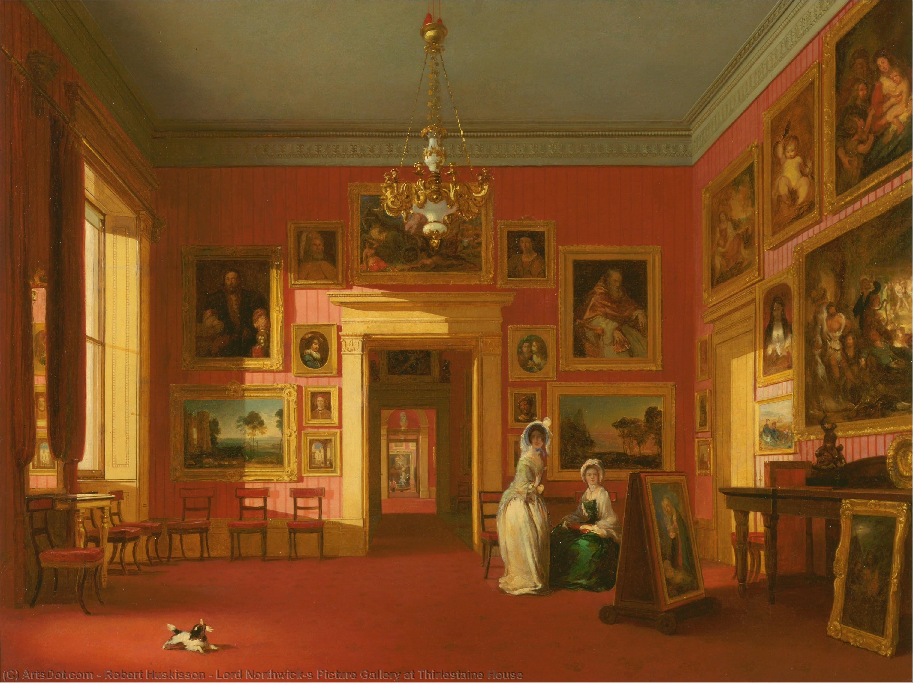 Wikioo.org - The Encyclopedia of Fine Arts - Painting, Artwork by Robert Huskisson - Lord Northwick's Picture Gallery at Thirlestaine House