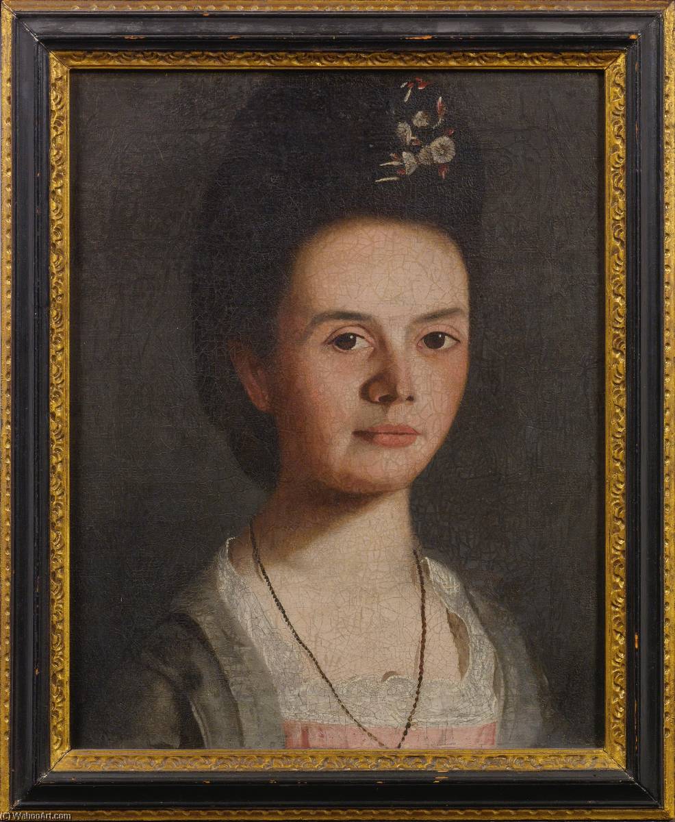 Wikioo.org - The Encyclopedia of Fine Arts - Painting, Artwork by Samuel King - Portrait of a Young Lady with Spray of Flowers in her Hair Mary King Mason