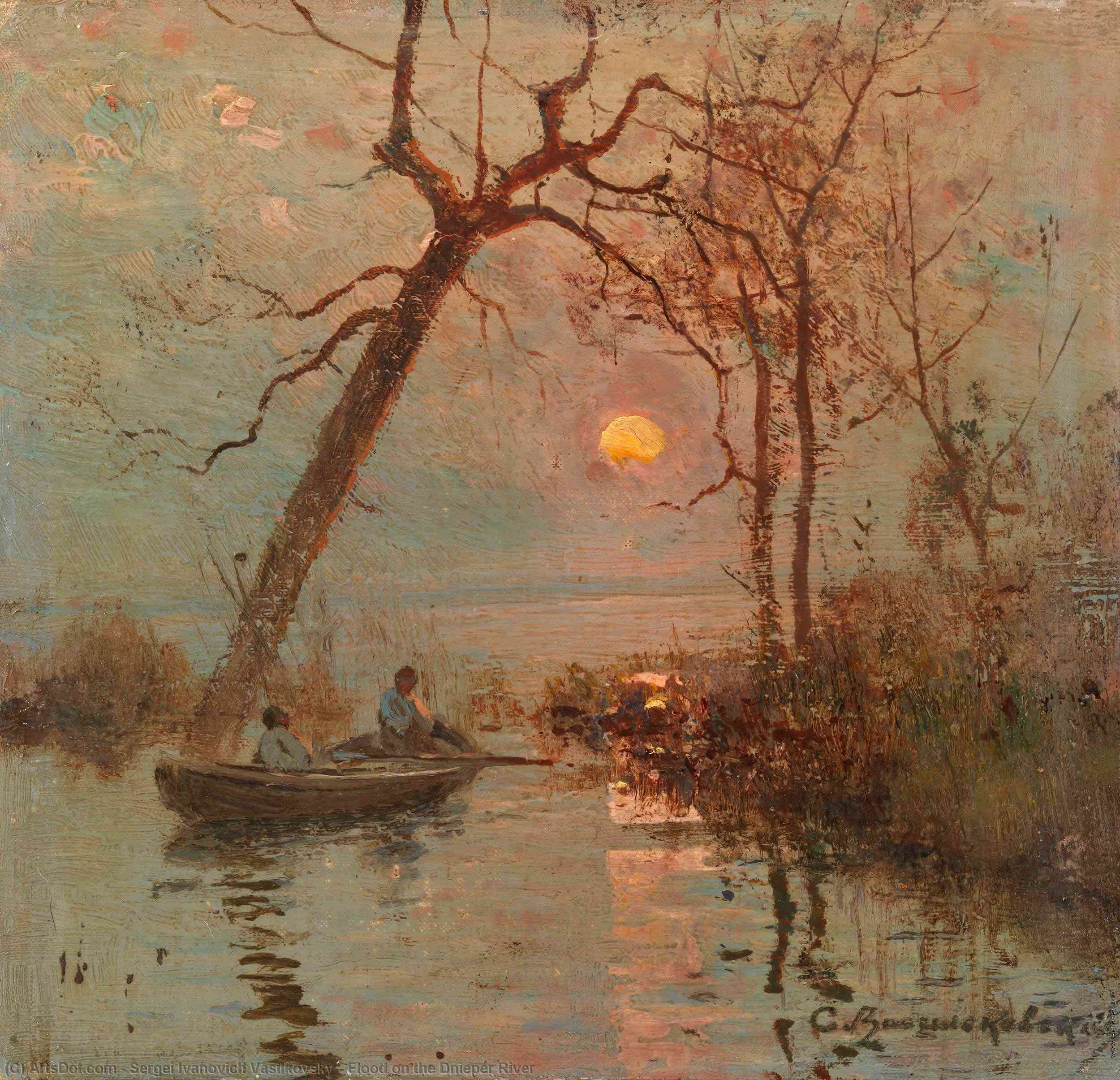 Wikioo.org - The Encyclopedia of Fine Arts - Painting, Artwork by Sergei Ivanovich Vasilkovsky - Flood on the Dnieper River