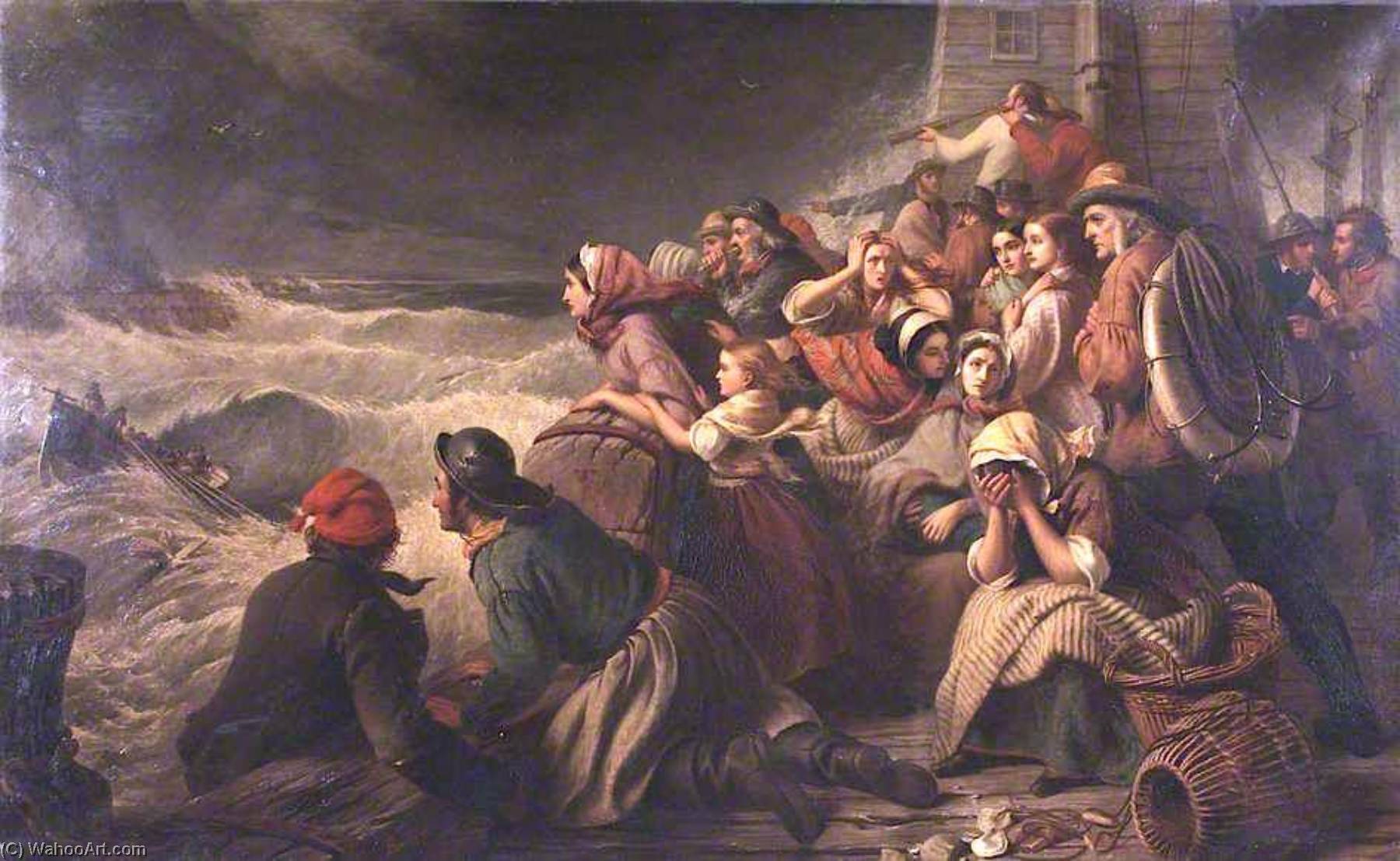 Wikioo.org - The Encyclopedia of Fine Arts - Painting, Artwork by Thomas Brooks - The Lifeboat Going to the Rescue