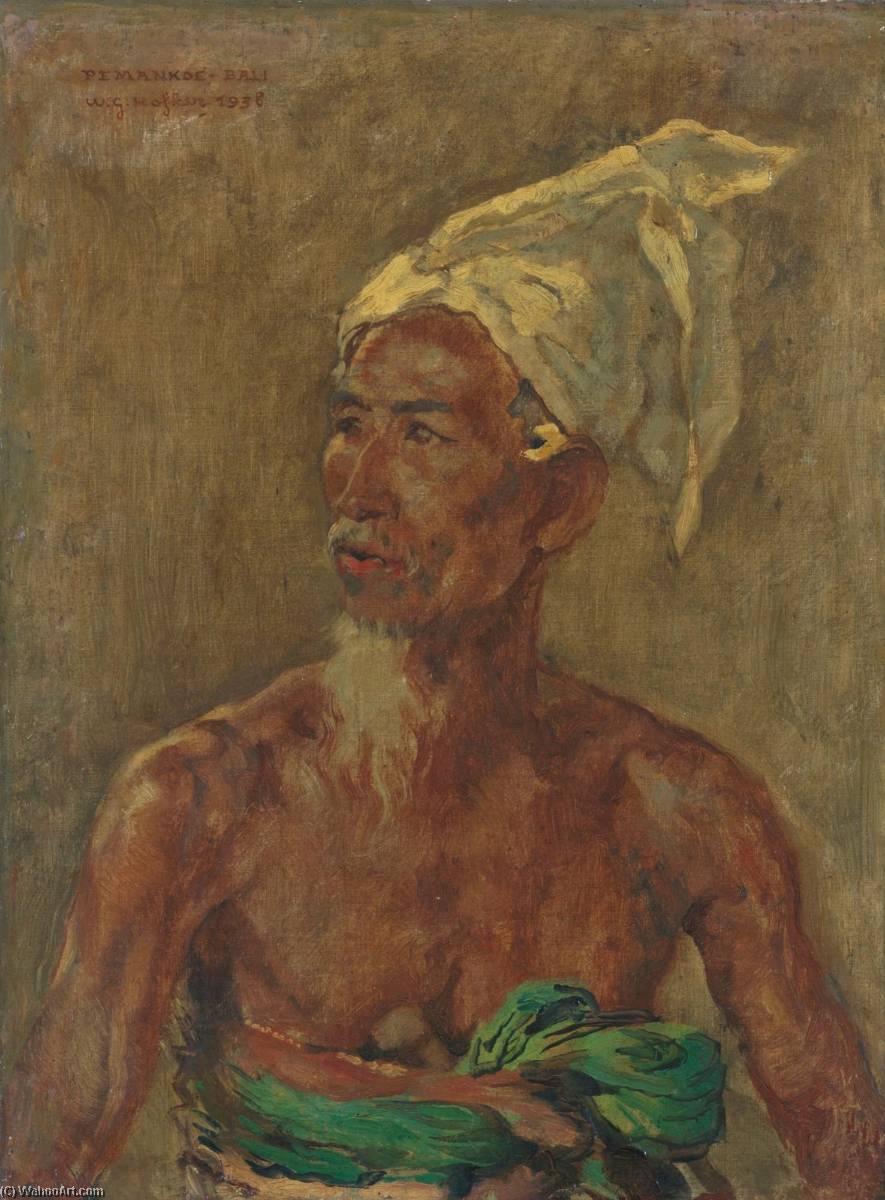 Wikioo.org - The Encyclopedia of Fine Arts - Painting, Artwork by Willem Gerard Hofker - Pemangku, Klandis Kedaton