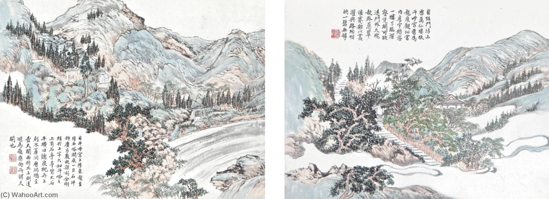 Wikioo.org - The Encyclopedia of Fine Arts - Painting, Artwork by Xia Jingguan - JOURNEY TO MOUNT TAI